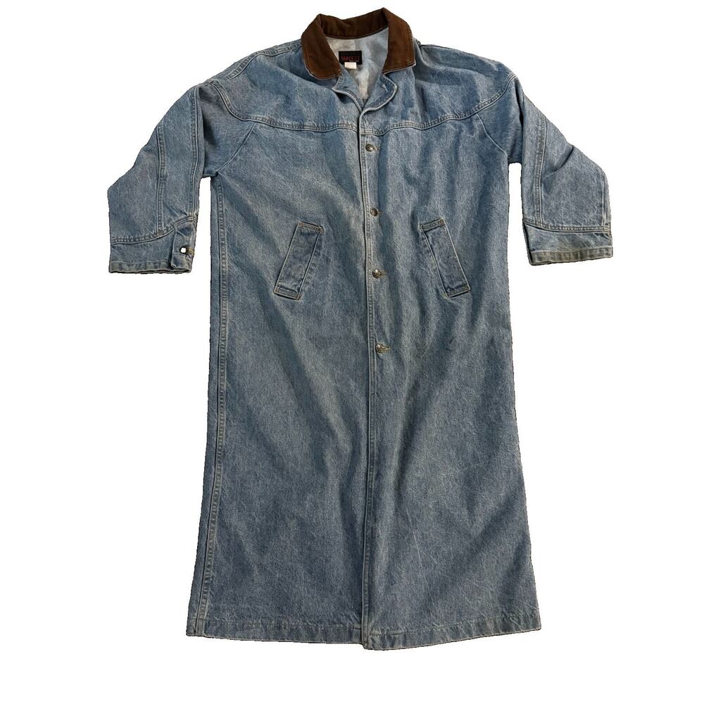 Vintage Sunbelt Denim Jean Long Trench Duster Coat Jacket Women's M/L